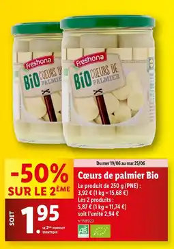 Lidl Freshona Cœurs de palmier Bio offre