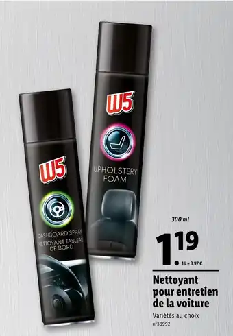 Lidl W5 Nettoyant pour entretien de la voiture offre