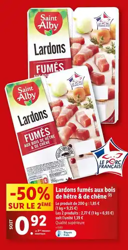 Lidl Saint Alby Lardons fumés aux bois de hêtre & de chêne offre