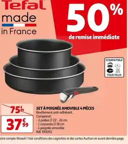 Auchan SET À POIGNÉE AMOVIBLE 4 PIÈCES offre