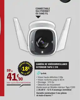 E.Leclerc CAMÉRA DE VIDÉOSURVEILLANCE offre
