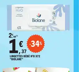 E.Leclerc LINGETTES BÉBÉ H²O X72 “BI0LANE offre