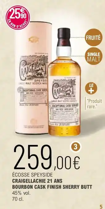 La Vignery Écosse speyside craigellachie 21 ans bourbon cask finish sherry butt offre