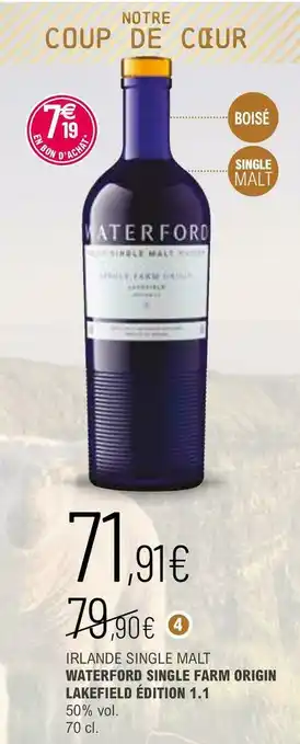 La Vignery Waterford irlande single malt single farm origin lakefield édition 1.1 offre