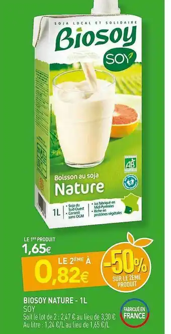 naturéO Biosoy Nature - 1l Soy offre