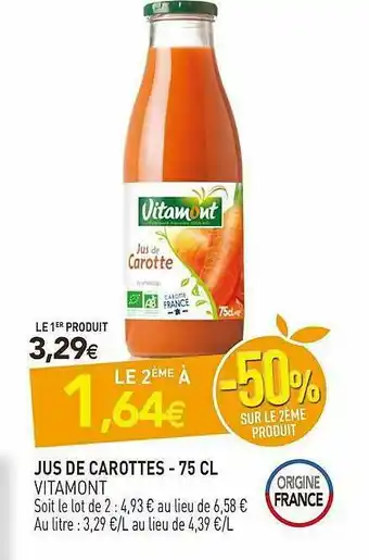 naturéO Jus De Carottes - 75 Cl Vitamont offre