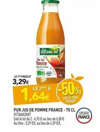 naturéO Pur Jus De Pomme France - 75 Cl Vitamont offre