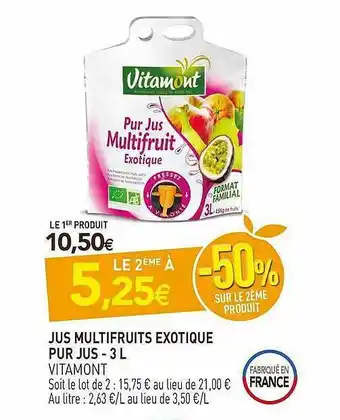 Jus Multifruits Exotique Pur Jus - 3 L Vitamont