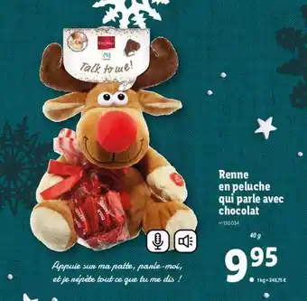 Lidl Renne en peluche qui parle avec chocolat offre
