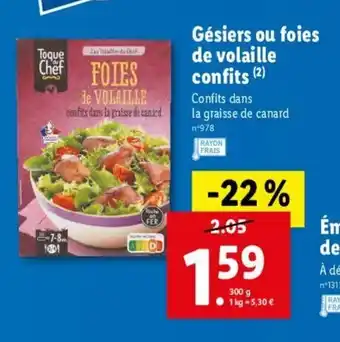 Lidl Gésiers ou foies de volaille confits offre