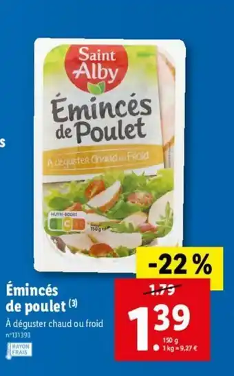 Lidl Émincés de poulet offre