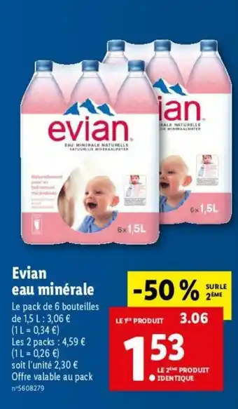 Lidl Evian eau minérale offre
