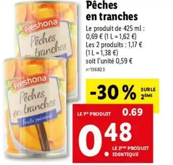 Lidl Pêches en tranches offre
