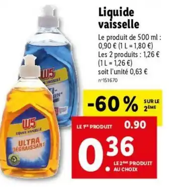 Lidl Liquide vaisselle offre