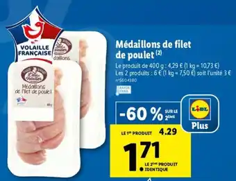 Lidl Médaillons de filet de poulet offre