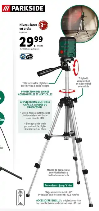 Lidl Niveau laser en croix offre