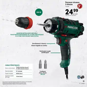Lidl Perceuse-visseuse 2 viresses offre