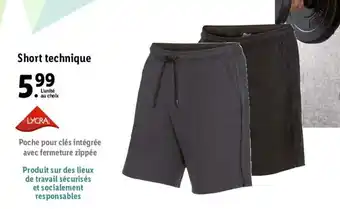 Lidl Short technique offre