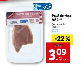 Lidl Pavé de thon MSC offre