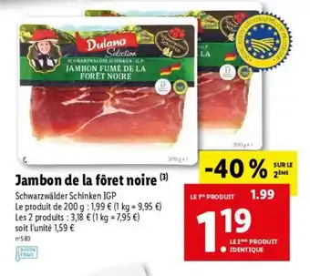 Lidl Jambon de la forêt noire offre