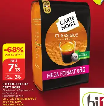 Bi1 Café en dosettes carte noire offre