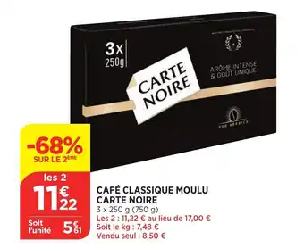 Bi1 Café classique moulu carte noire offre