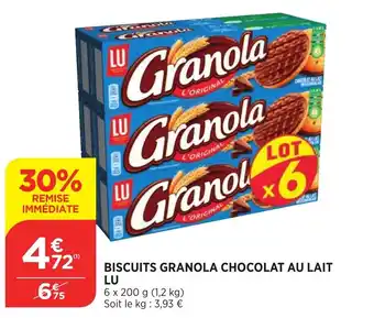 Bi1 Biscuits granola chocolat au lait lu offre