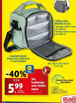 Lidl Sac isotherme avec boites repas offre