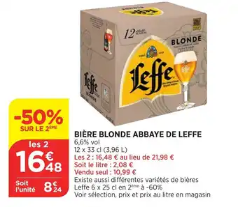 Bi1 Bière blonde abbaye de leffe offre