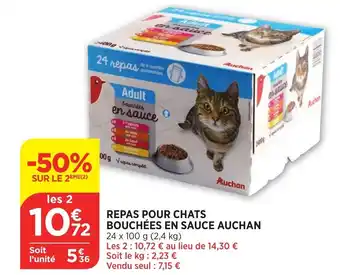Bi1 Repas pour chats bouchées en sauce auchan offre