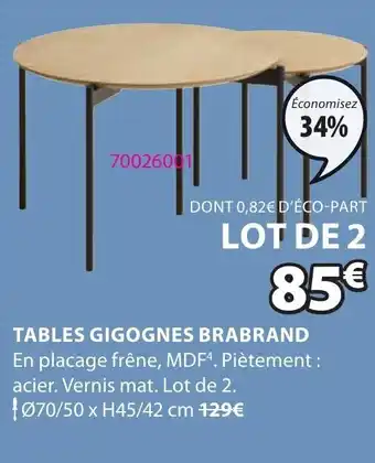 JYSK Tables gigognes brabrand offre