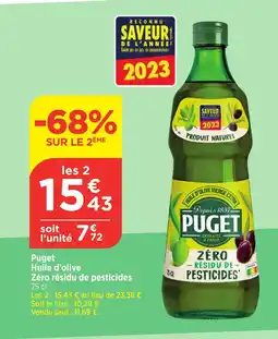 Bi1 Puget Huile d'olive Zéro résidu de pesticides offre