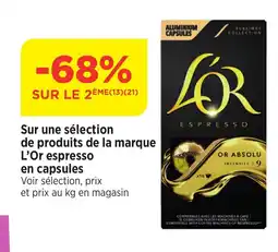 Bi1 Sur une sélection de produits de la marque L'Or espresso offre