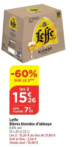 Bi1 Leffe Bières blondes d'abbaye offre