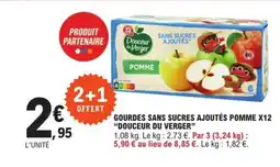 E.Leclerc GOURDES SANS SUCRES AJOUTÉS POMME X12 "DOUCEUR DU VERGER" offre