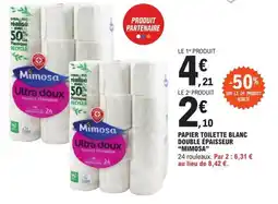 E.Leclerc PAPIER TOILETTE BLANC DOUBLE ÉPAISSEUR "MIMOSA" offre