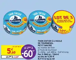 Intermarché Hyper THON ENTIER À L'HUILE DE TOURNESOL PETIT NAVIRE offre