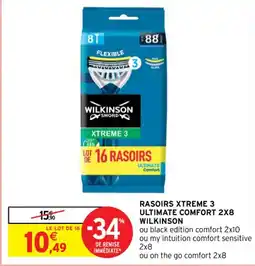 Intermarché Hyper RASOIRS XTREME 3 ULTIMATE COMFORT 2X8 WILKINSON offre