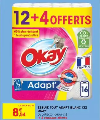 Intermarché Hyper ESSUIE TOUT ADAPT BLANC X12 OKAY offre