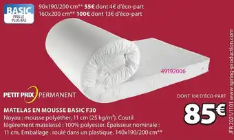 JYSK Matelas En Mousse Basic F30 offre