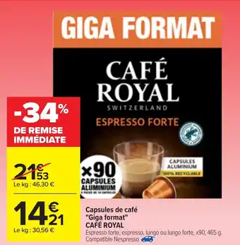 Carrefour Capsules de Café Giga Format offre