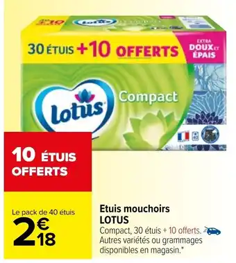 Carrefour Etuis Mouchoirs Lotus offre
