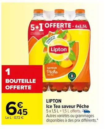 Carrefour Lipton Ice Tea Saveur Pêche offre