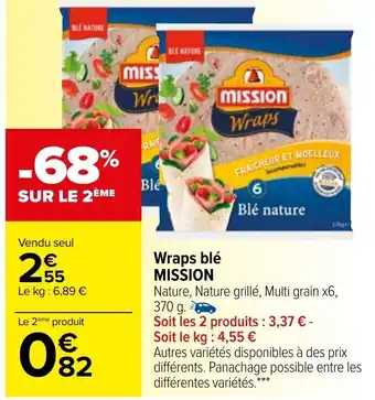 Carrefour Wraps Blé Mission offre