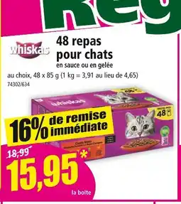 Norma WHISKAS 48 repas pour chats offre