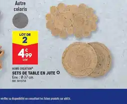 ALDI SETS DE TABLE EN JUTE offre