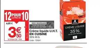 Promocash Crème liquide U.H.T. EN CUISINE offre
