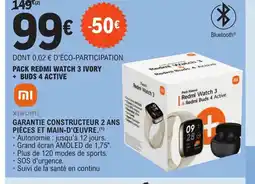 E.Leclerc PACK REDMI WATCH 3 IVORY + BUDS 4 ACTIVE offre