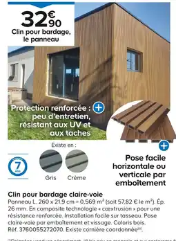 Castorama Clin pour bardage claire-voie offre