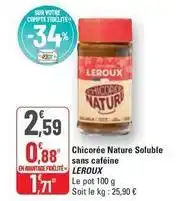 G20 Leroux - chicorée nature soluble sans caféine offre